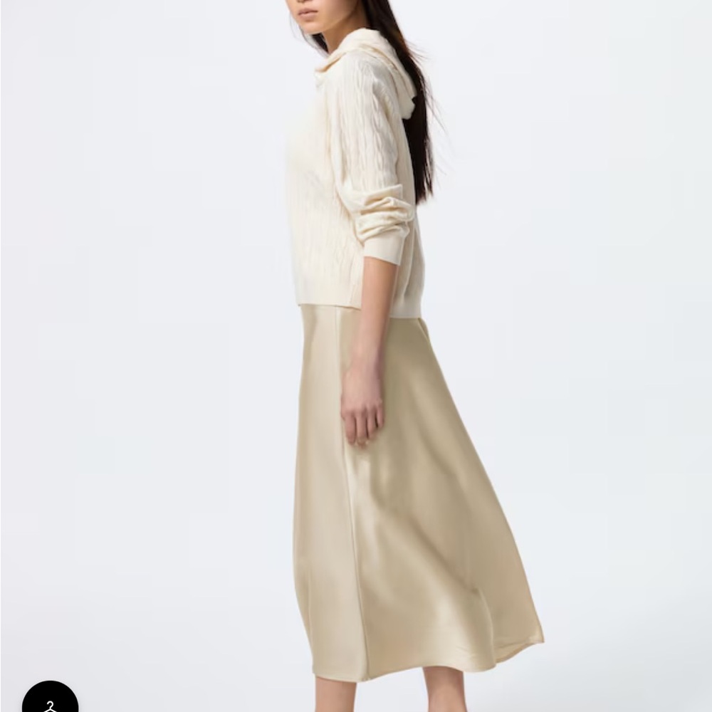 Uniqlo Cream Midi Skirt